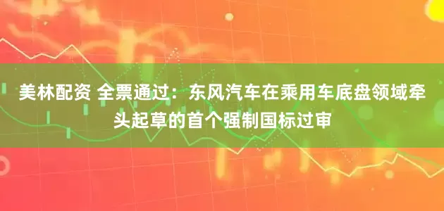 美林配资 全票通过：东风汽车在乘用车底盘领域牵头起草的首个强制国标过审